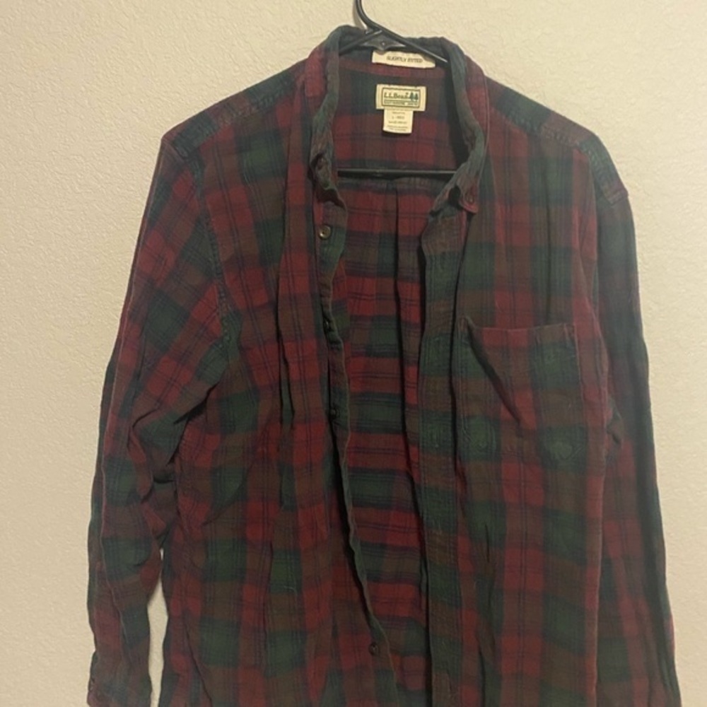 L.L. Bean Men's Plaid Shirt - Red and Green